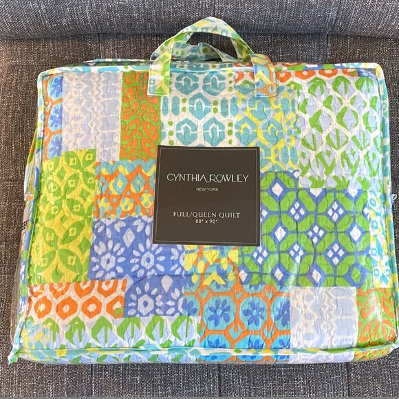 NEW Cynthia Rowley NEW YORK 3 piece Set Bedspread Quilt 2 Shams Patchwork NIP - Picture 3 of 13